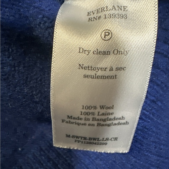 Everlane Women's Blue Crew Neck Sweater 100% Wool - Picture 5 of 5